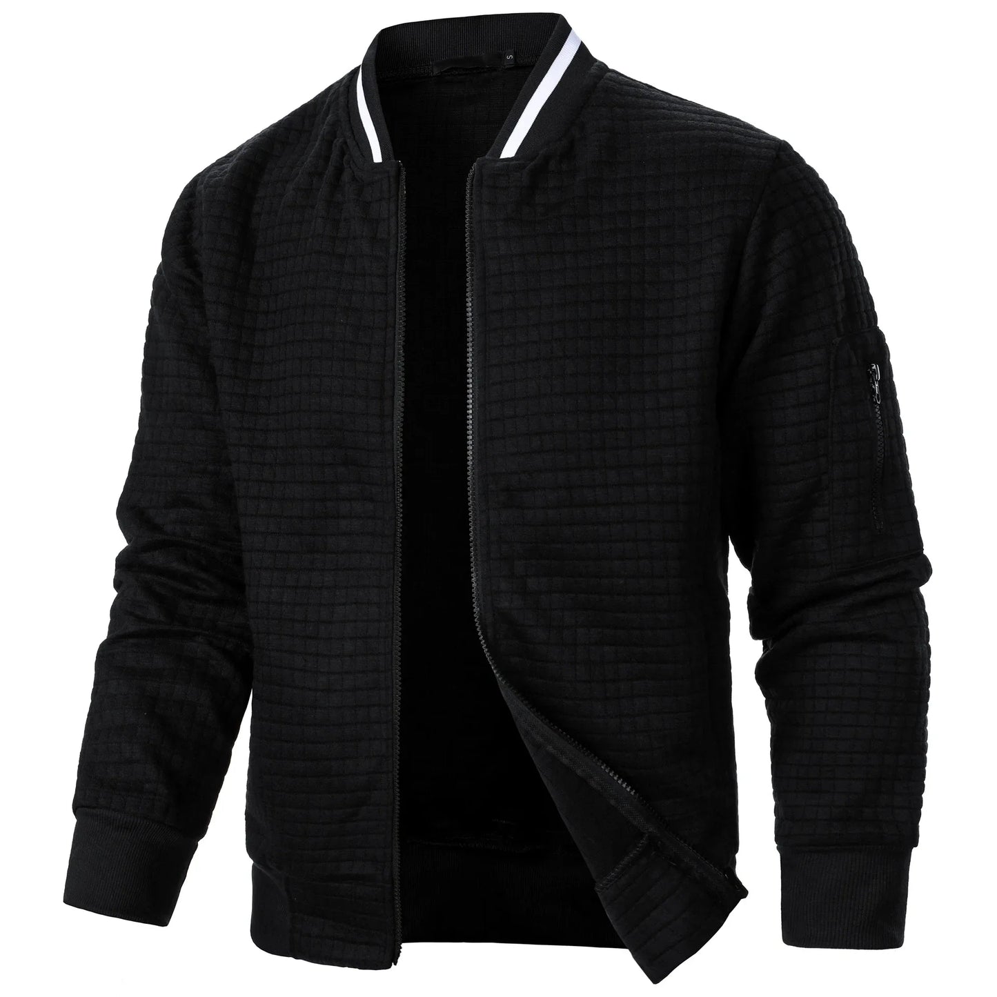 2024 Hot Selling Men's Four Seasons Waffle Full Zipper Top Men's Slim Fit Versatile Sweatshirt Men's Casual Cardigan Sweatshirt