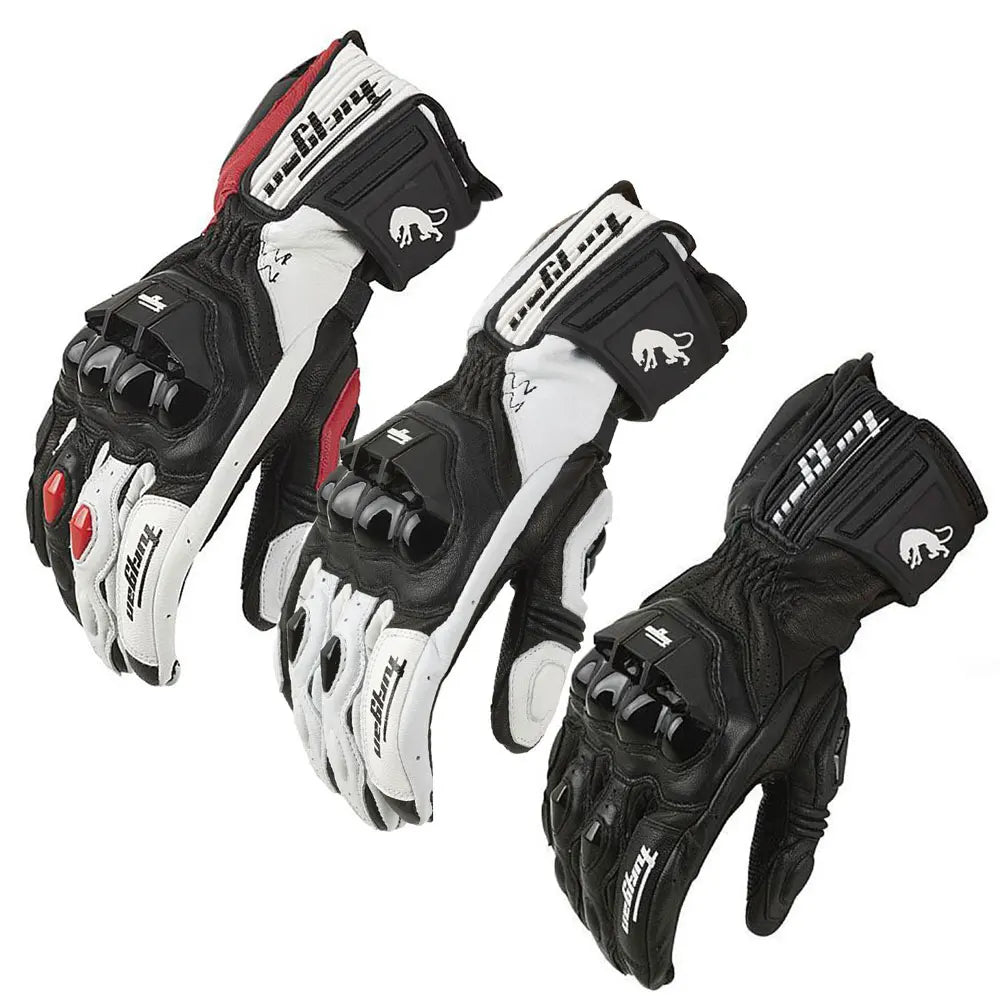 Motorcycle Gloves Black Racing Genuine Leather Motorbike White Road Riding Team Glove Summer Winter Wearable for Furygan AFS 18