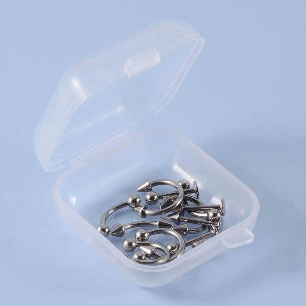 12pcs/Set Surgical Steel Silver Color Gold Plated Black Rainbow Ear Nose Eyebrow Labret Basic Piercing Jewelry Set 8mm