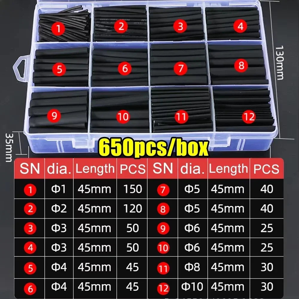 Heat-shrink Tubing Thermoresistant Tube Heat Shrink Wrapping Kit Electrical Connection Wire Cable Insulation Sleeved Protecter