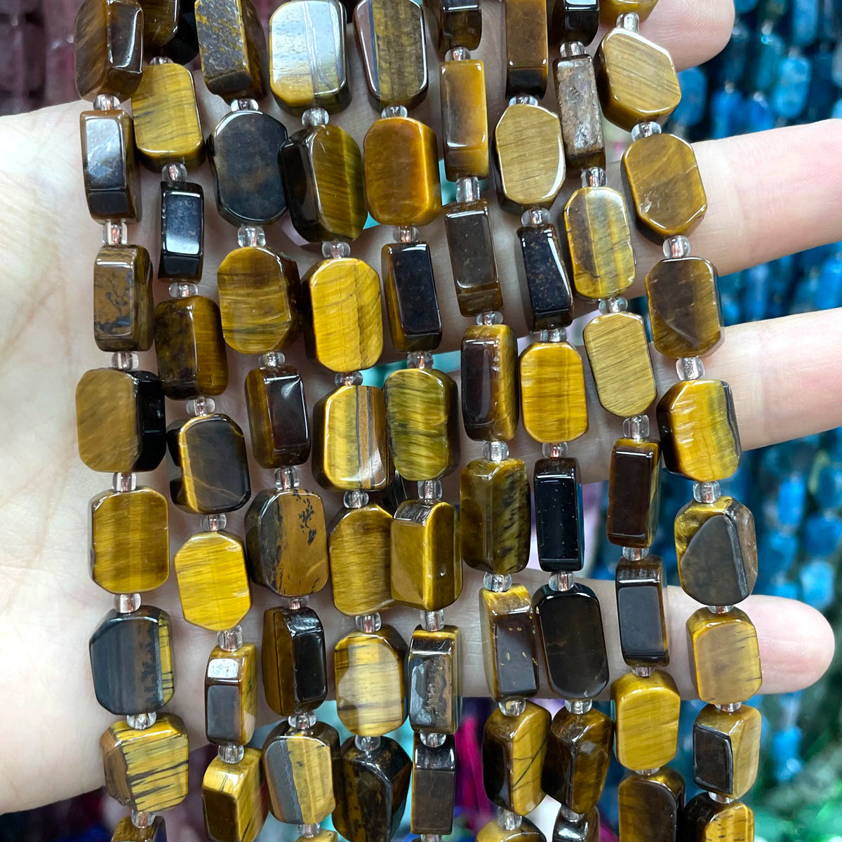 Natural Stone Flat Rectangle Amethyst Lapis Lazuli Quartz Apatite Spacer Beads For Jewelry Making Diy Bracelet Accessorie 8*12MM