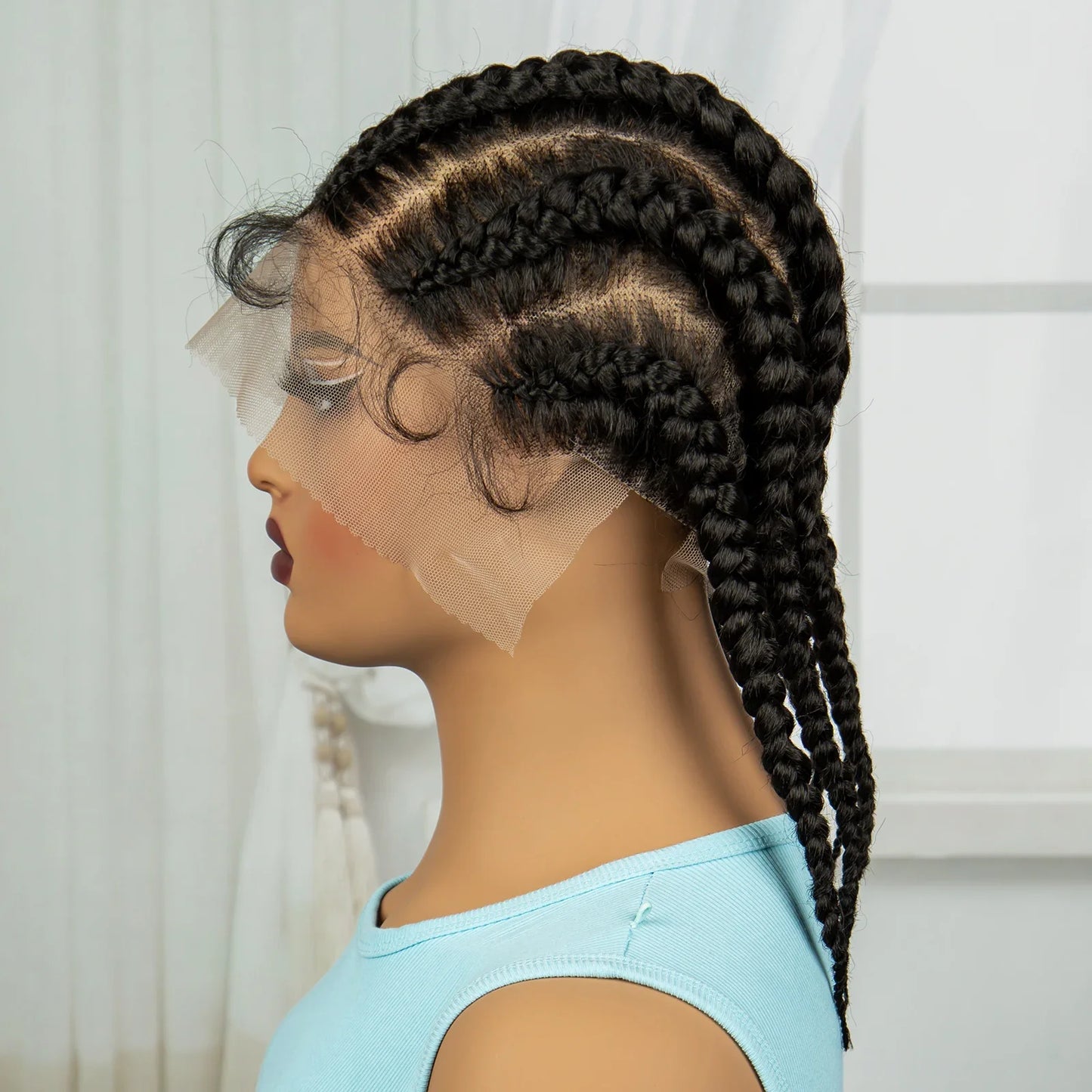 14" HD Full Lace Natural Cornrow Braids Wig | Transparent Lace Front | Baby Hair