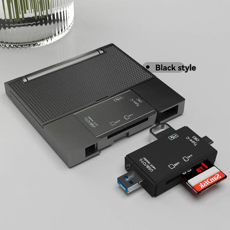 Multi functional six inOneCardReader OTG iPhone Type-C Micro SD CardFlashDrive intelligentStoragecard TF SD CardReaderStorageBox