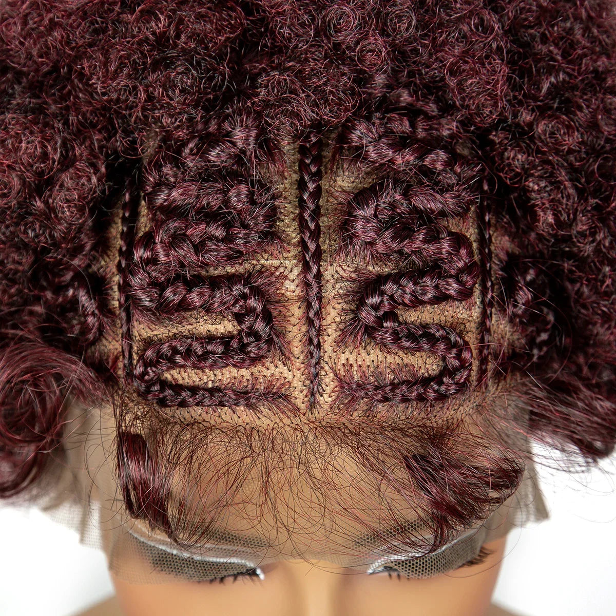 Burgundy Afro Curly Braids Bob Wig | 13x6 Lace | Baby Hair | Bouncy Curls