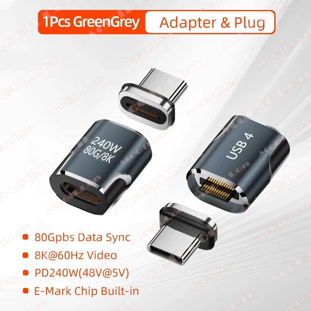 240W USB4.0 80Gbps Thunderbolt5 Magnetic Type-C OTG USB C To USB-C Fast Charge Magnet Converter Cable 8K@60Hz USB Type C Adapter