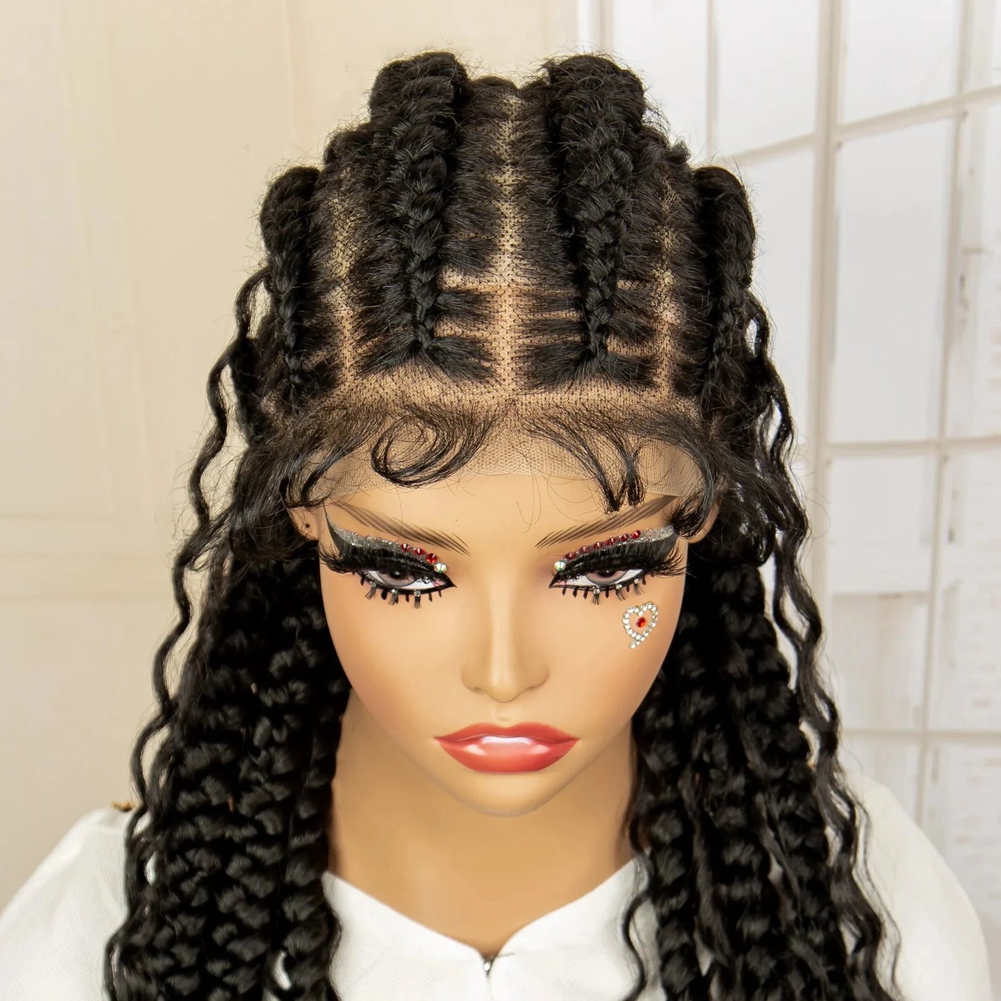 Boho Cornrow & Knotless Box Braids Wig | Full Lace | Kanekalon Hair | Women's Braided Wig