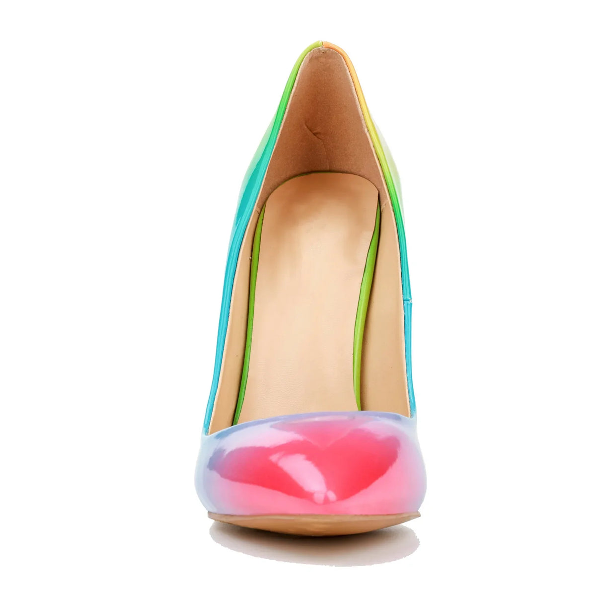 Brand Women High Heels 8-12CM Fashion Iridescent Pointed Toe Single Shoes Woman Thin Heel Summer Glossy Colorful Leather Pumps