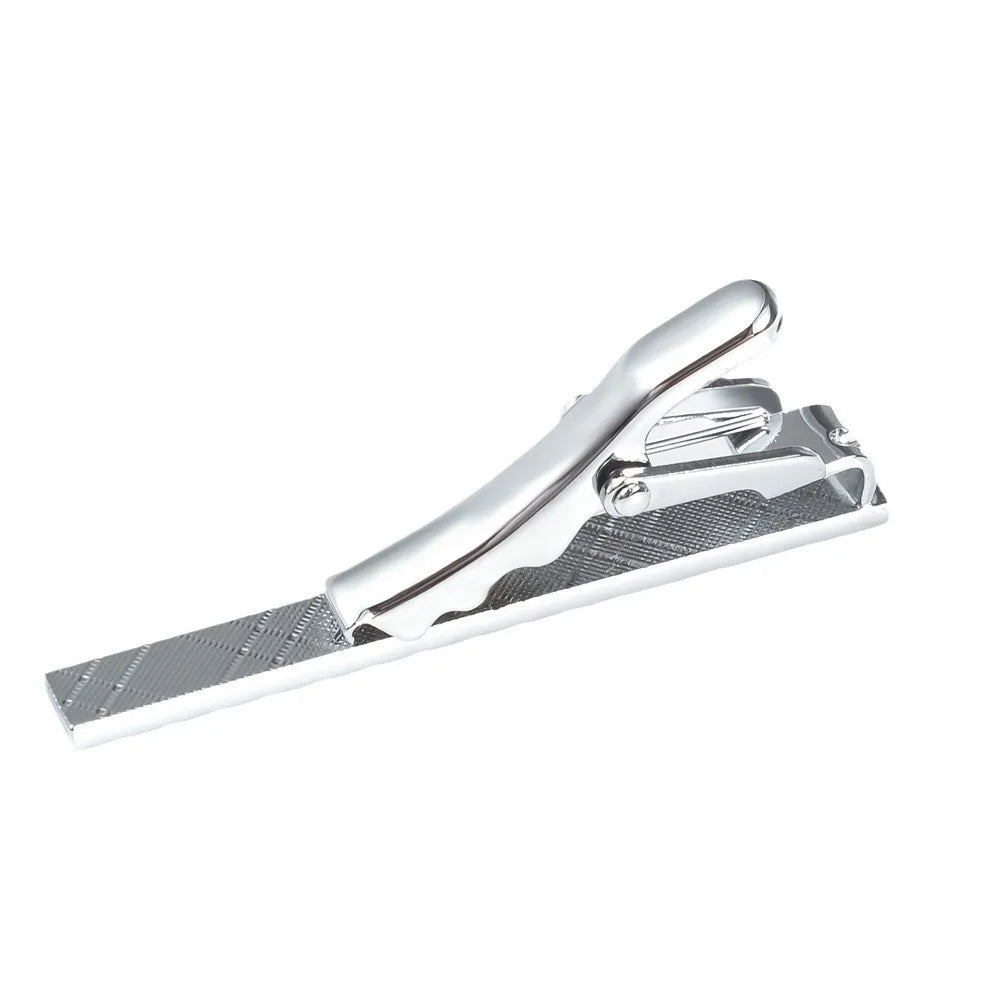 A Set New Stock High-End Electroplated Mesh Metal Tie Clip French Cufflinks Set for Men Premium Quality Stylish Grid