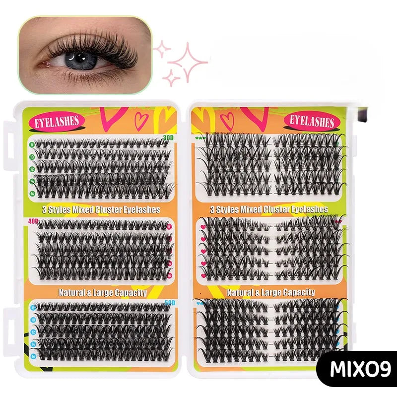 DINGSEN Eyelash Clusters Book Large Capacity Volume Individual Lashes Book Natural Long DIY Cluster Eyelash Extensions Makeup