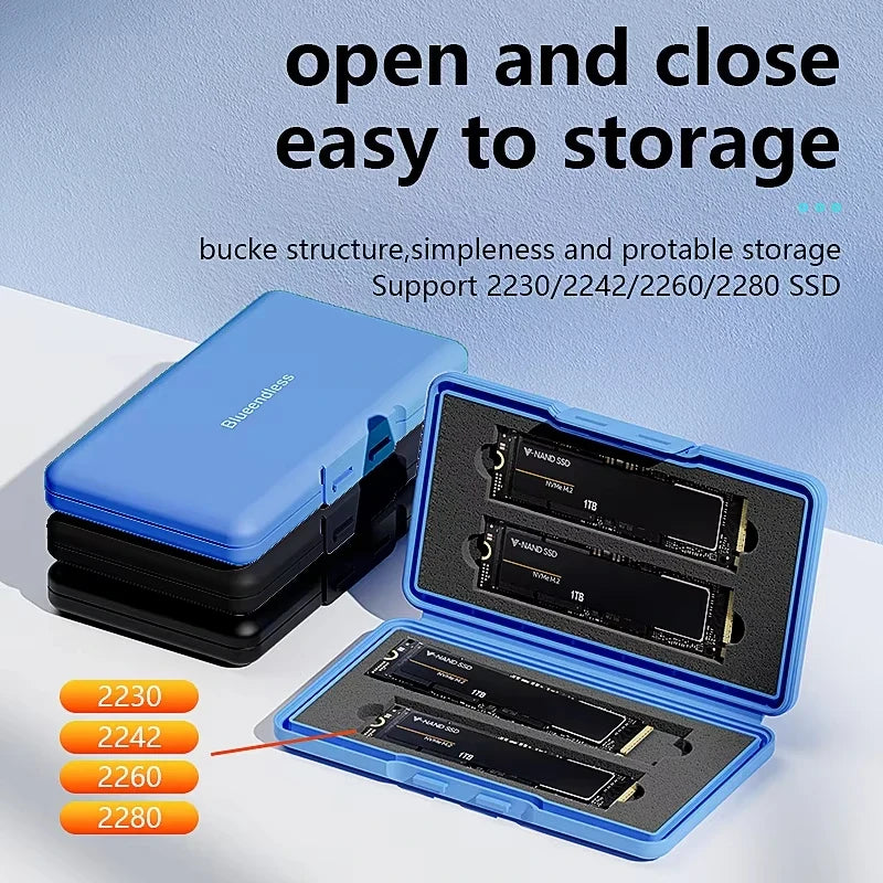 4-Slot M.2 SSD Case Storage Case 2280 SSD Enclosure Bag for SSD Case SATA NVme Hard Disk Box for SSD Shockproof Portable Box