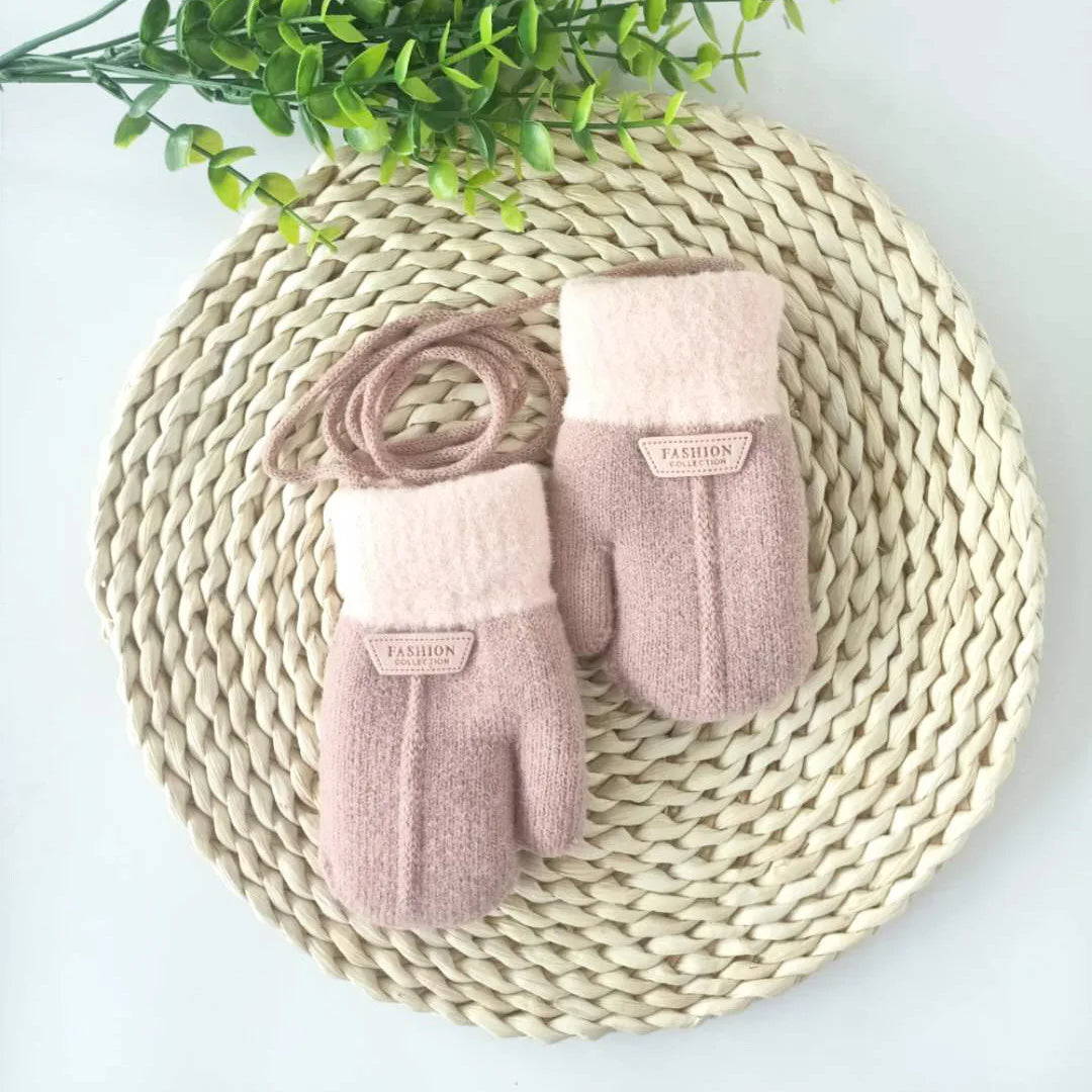 Autumn Winter Thicken Warm Children Gloves Knitting Mittens Baby Mittens Infant Toddler Soft Comfortable Thickened Winter Gloves