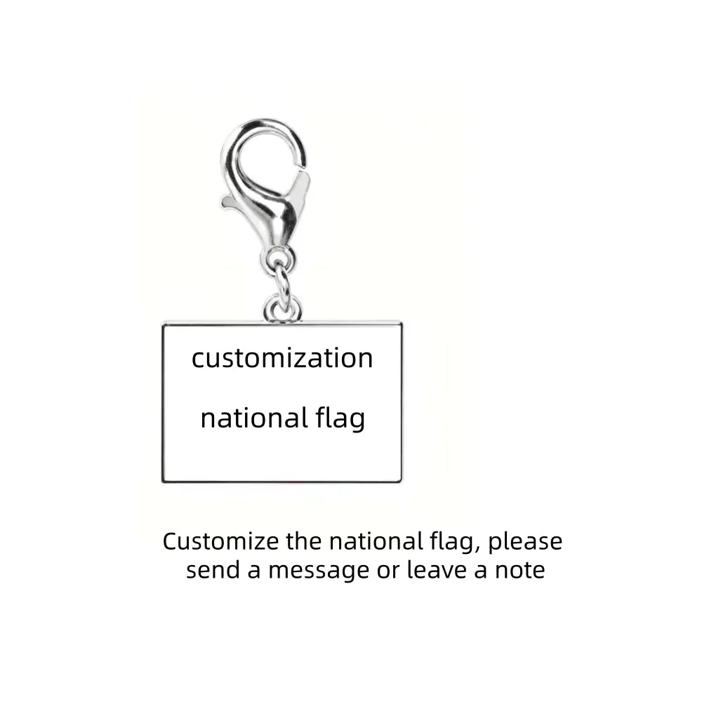 10mm Country Flag Charms Pendant Necklace Bracelet Keychain Bagchain Stainless Steel  Jewelry A Commemorative Gift For A Friend