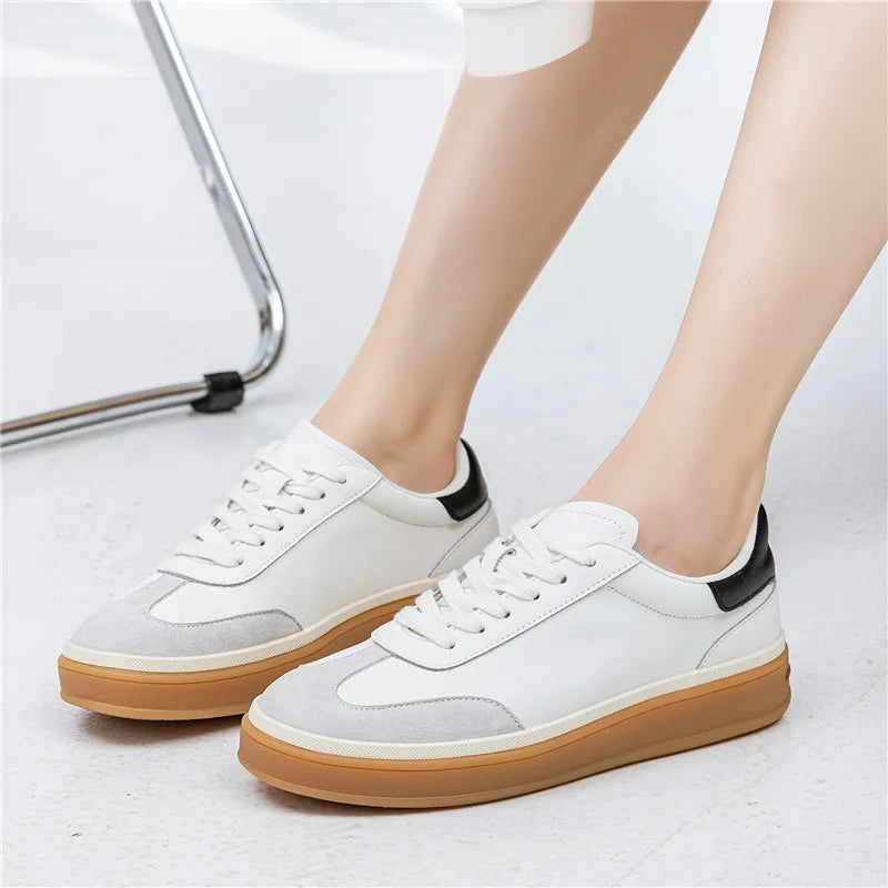 MORAZORA 2026 New Genuine Leather Shoes Women Sneakers Lace Up Spring Summer Fashion Platform Flats Ladies Casual Shoes