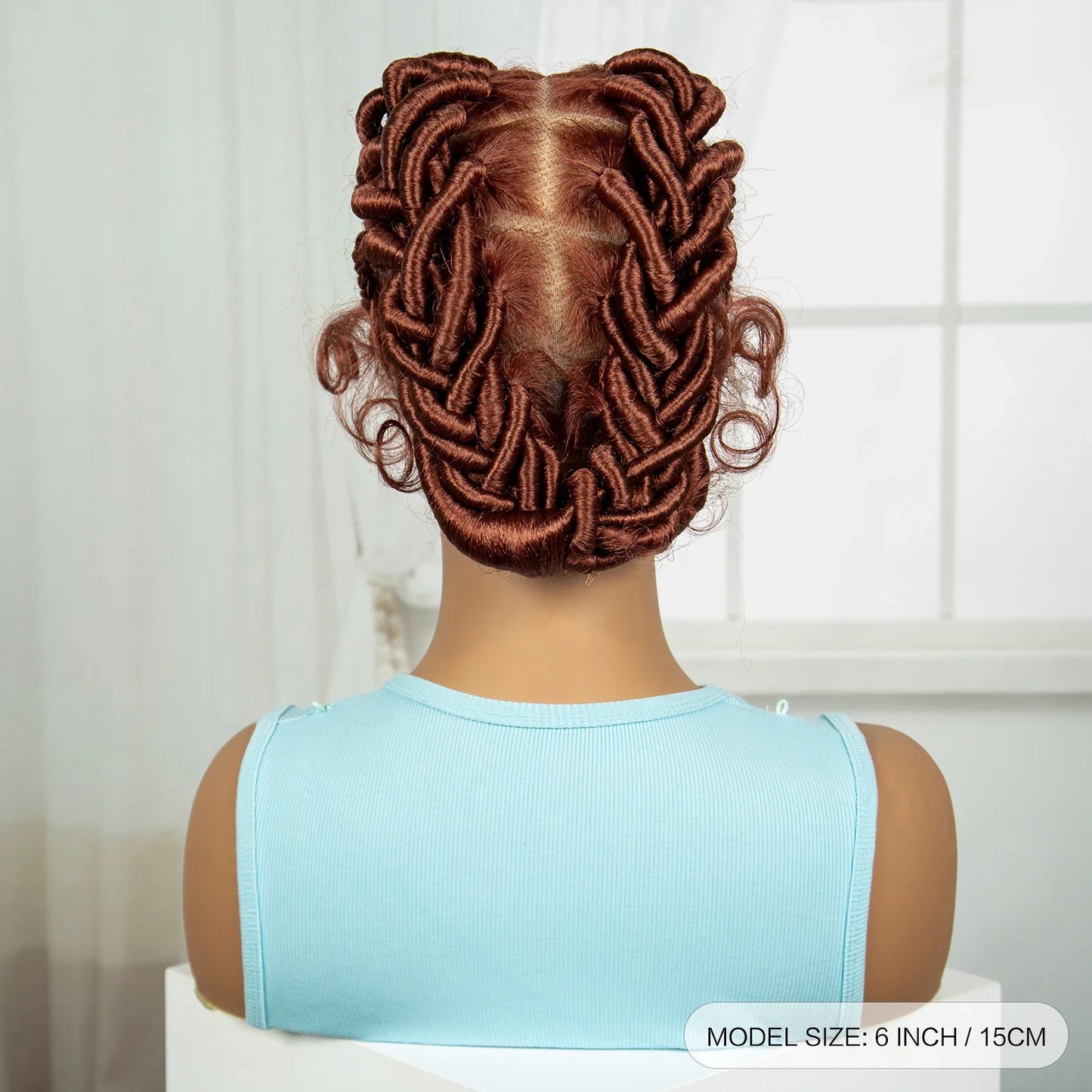 Ginger Full Lace Handmade Bantu & Dreadlock Braided Wig with Baby Hair | Synthetic Braided Wig for Black Women
