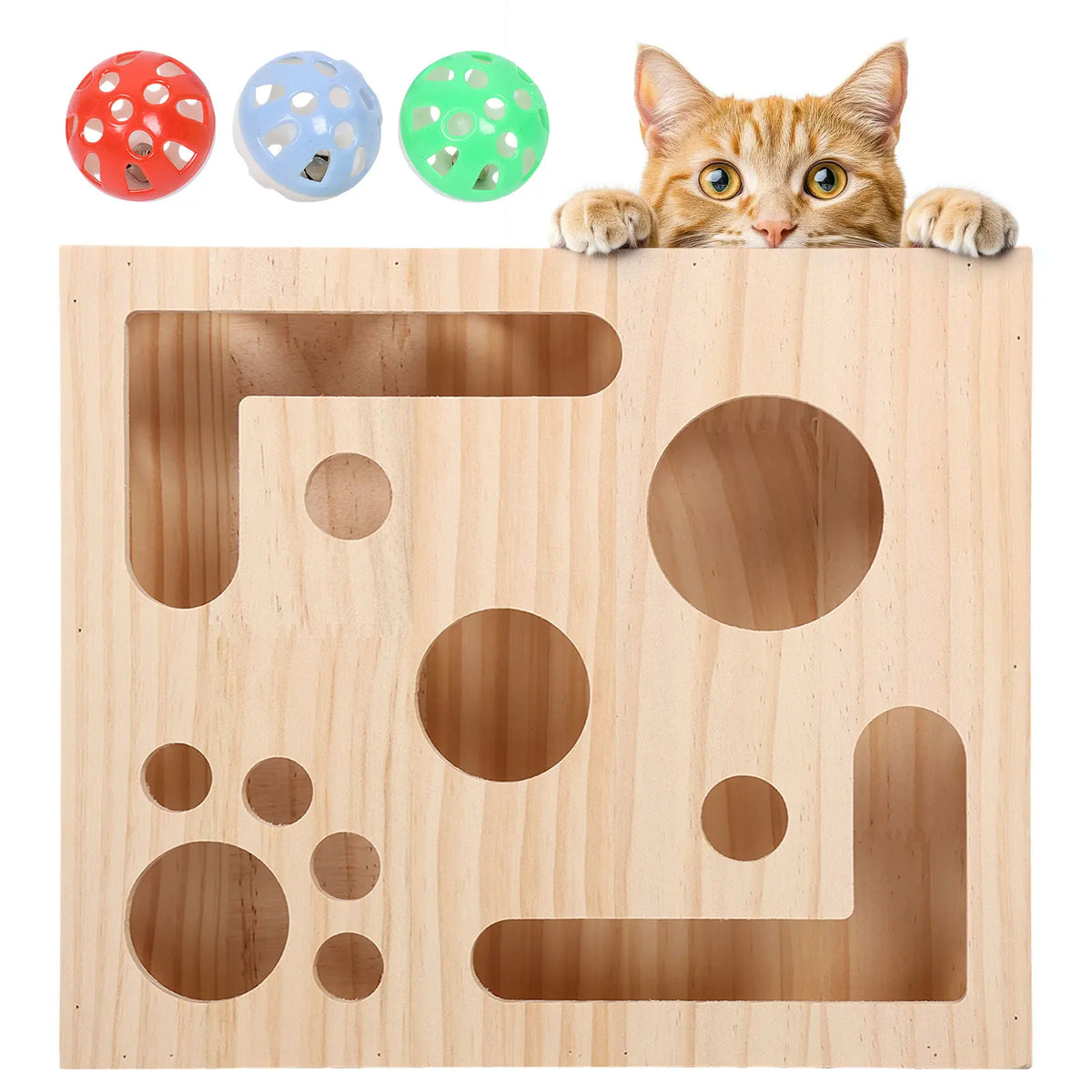 Cat Nail File Box Toy with Bell Ball and Sandpaper Inside Cat Scratch Puzzle Play Nail Care Interactive Pet Toy Stress Free