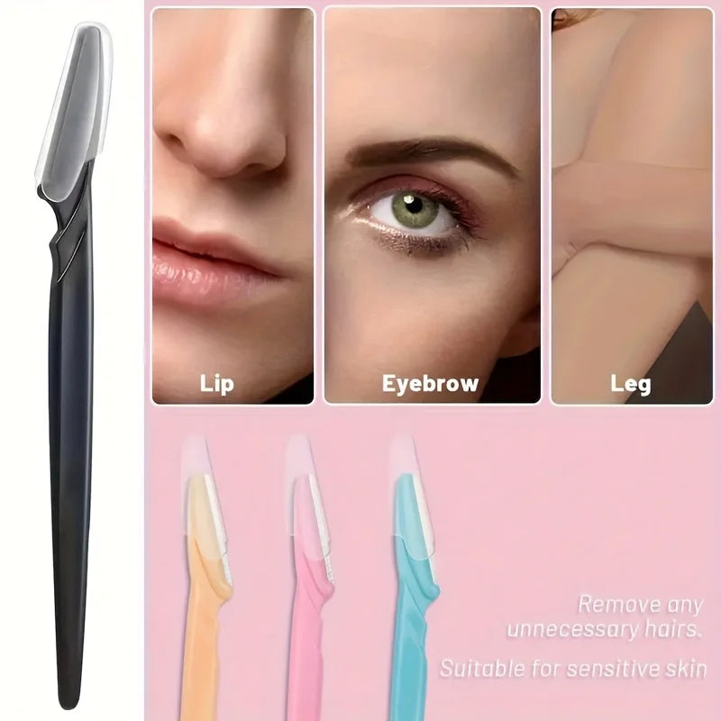 3Pcs Women Eyebrow Razor Stainless Steel Curved Blade Portable Household Facial Grooming Accessory