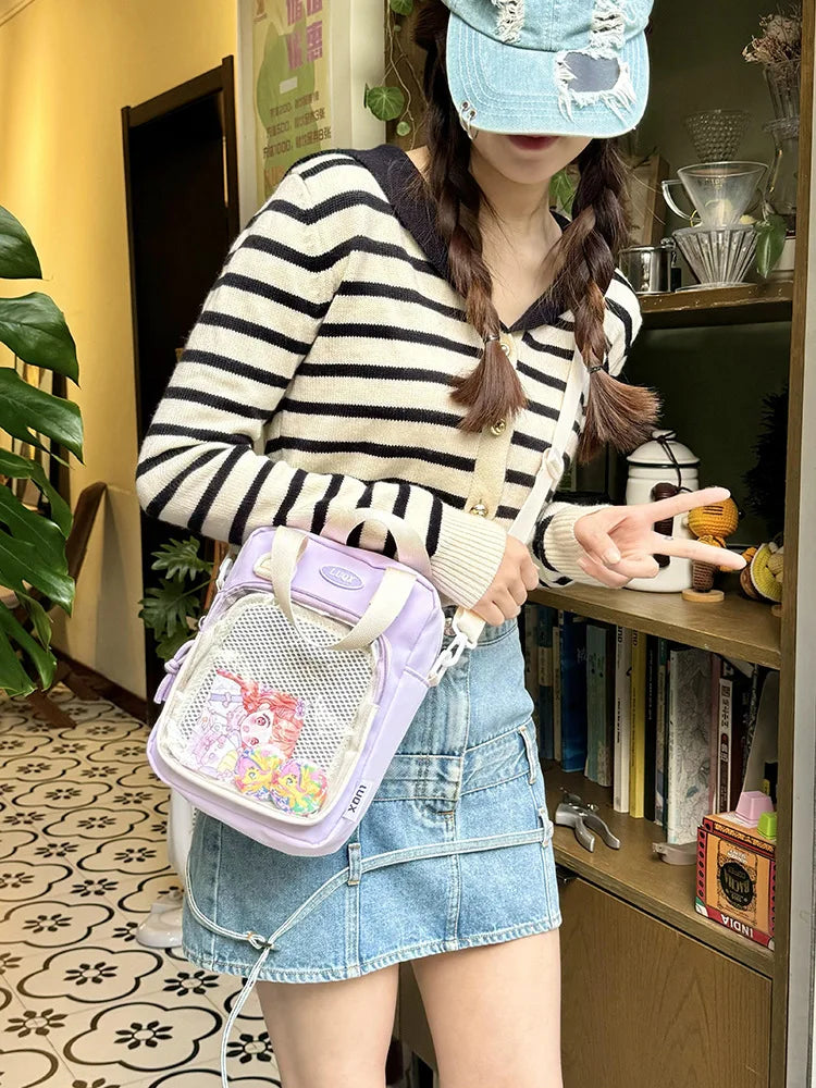 Casual Girl Ulzzang Ita Bag | Small Versatile Crossbody & Transparent Bar Chi Cute Shoulder Mobile Bag