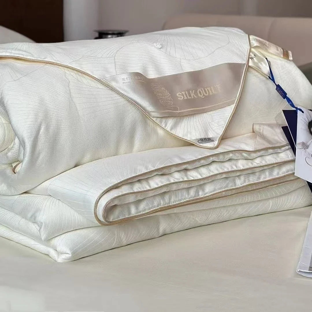 100% Natural Silk Quilt Lyocell Fiber Duvet Queen Size Summer Blanket White Luxury Jacquard Bedding Single Double Bed Comforter