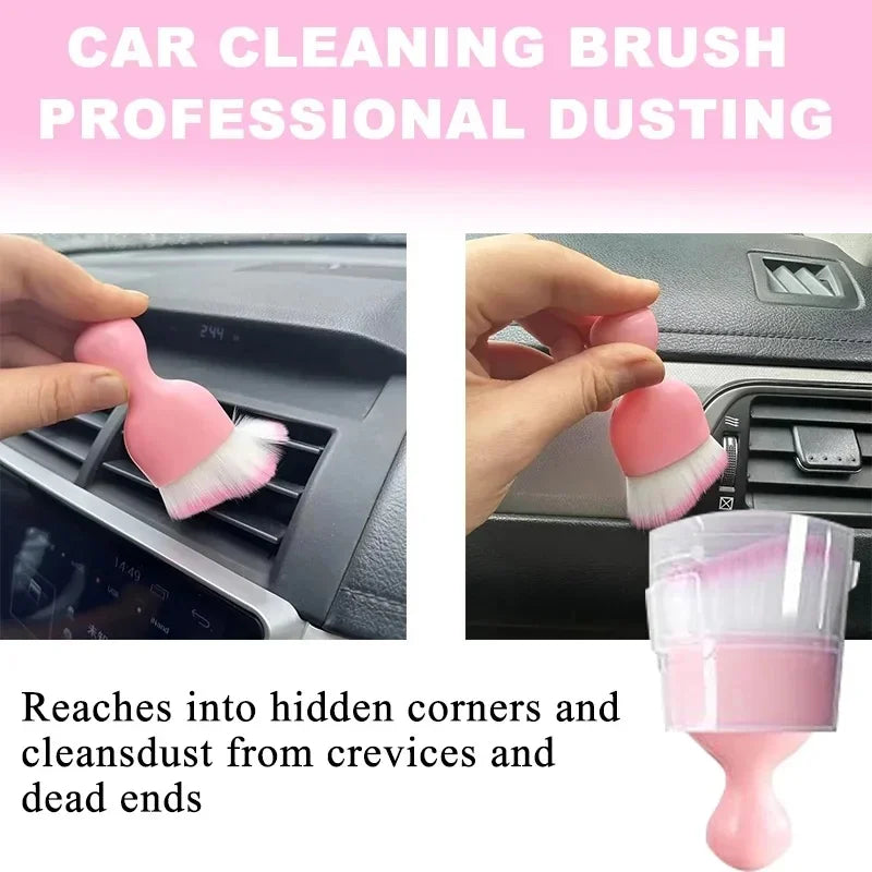 1/3/5Pcs Pink Car Air‑Conditioner Vent Cleaning Brush, Flexible Gap Dust Removal Tool for Car Interior Detailing