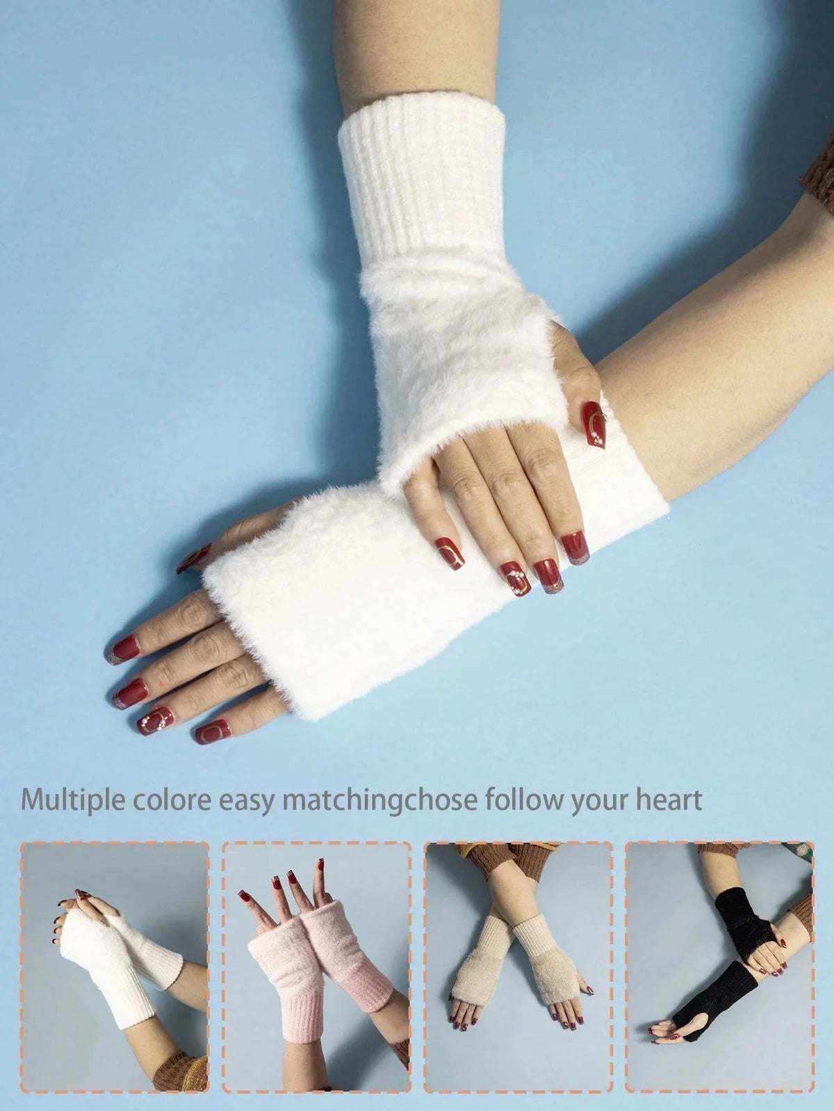 Women's Long Fleece Winter Gloves, Soft Warm Hand Warmer with Elastic Cuffs, Comfortable Cold Weather, Outdoor & Casual Wear