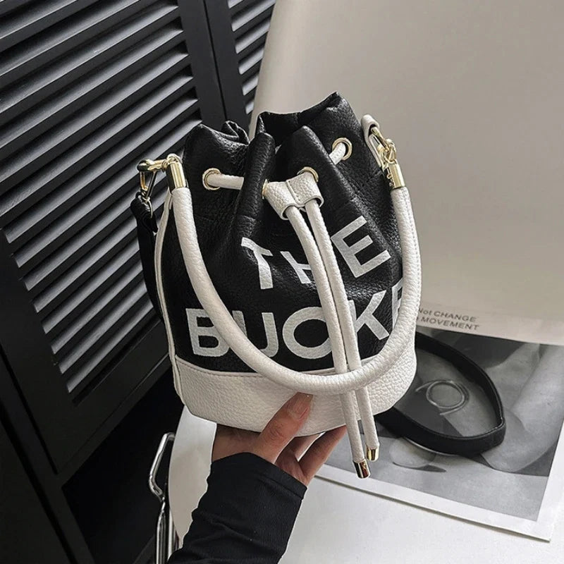 Women's Bucket Bag | PU Drawstring Shoulder and Crossbody Handbag