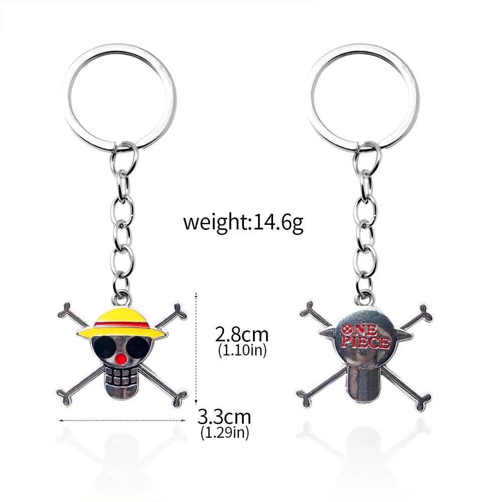 One Piece Luffy Straw Hat Keychain Rotatable Zoro Skull Metal Pendant Role-Playing Decorative Accessories Fan Jewelry Gift