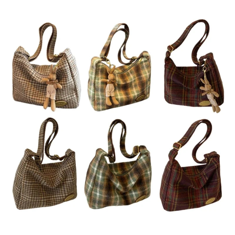 Trendy Plaid Crossbody Bag | Elegant & Practical Vintage Shoulder Handbag for Women (Soft Polyester for Everyday Use)