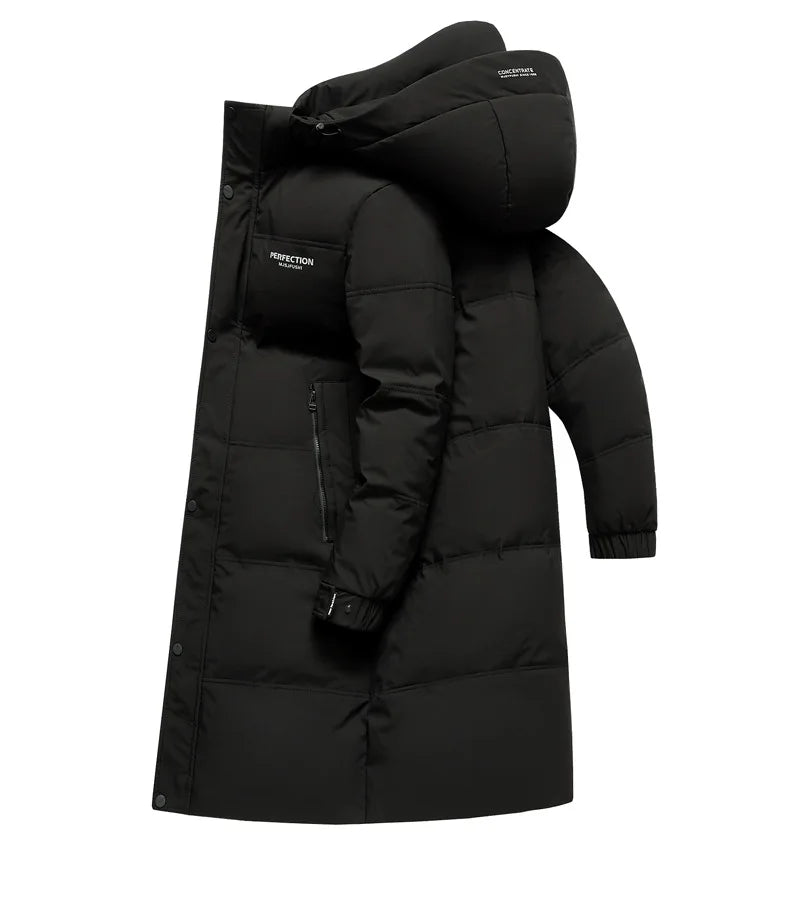 Winter Luxury Brand Men's Down Jacket Coat Parkas Padding Warm Puffer Jackets Long Man Jacket Knee Length Thickened Hooded HXY02