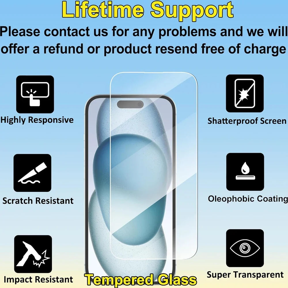 Glass Film For iPhone 18 17 16 15 Pro Max Screen Protector For iPhone 11 12 13 14 15 Pro Tempered Glass IPhone13 Mini 16 Plus