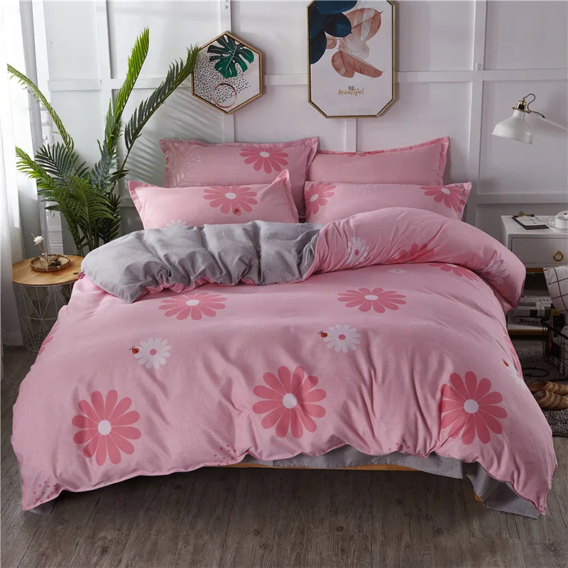 Lovely Cartoon King Size Duvet Cover Set 220x240 Skin Friendly Double Bed Quilt Cover Blanket Comforter Cover and Pillowcase