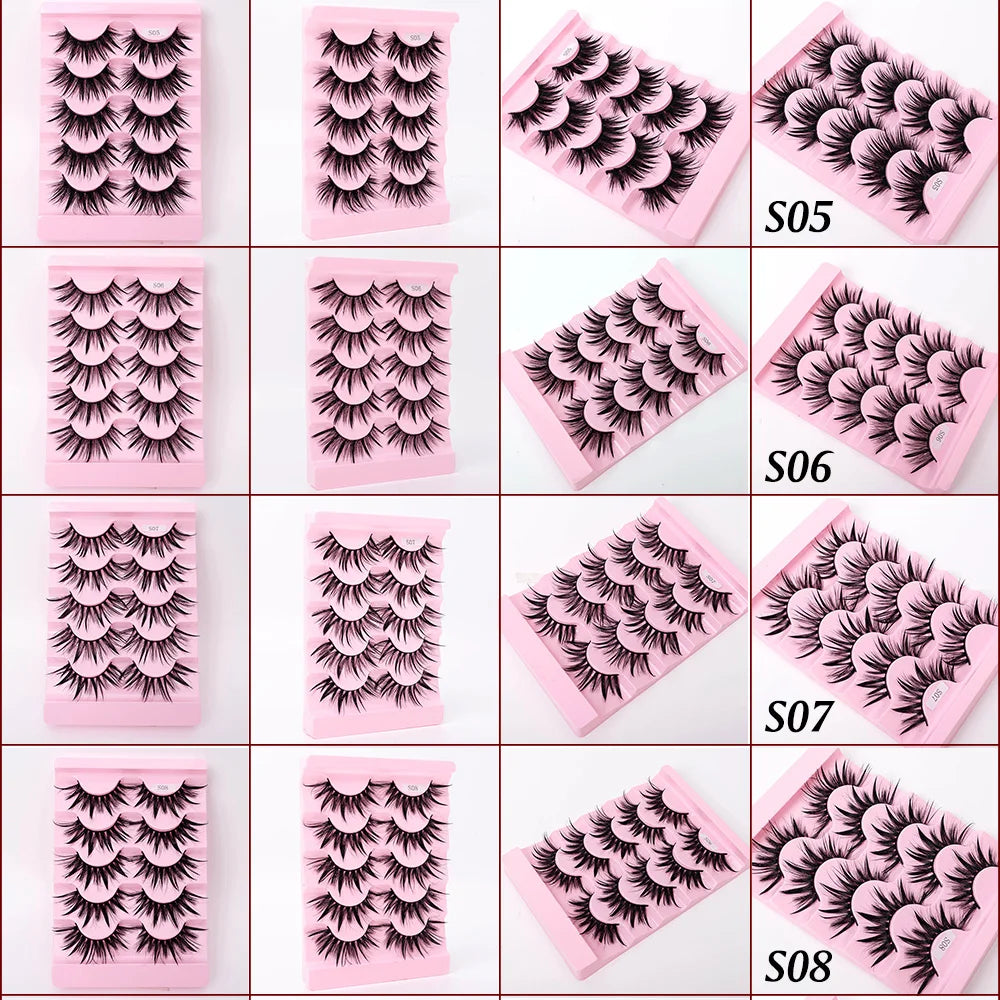 Yiernuo 1/5 Pairs Cosplay Anime Eyelashes Manga Lashes Dramatic Fairy Clusters Lashes Wet Look Lashes