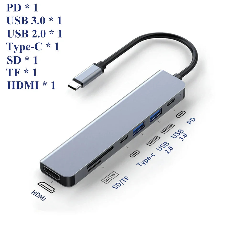 KEBIDUMEI 5 in 1 USB C Docking Station Type-C To HDMI-Compatibility HUB Multi port Splitter PD Charging USB Adapter For Laptop