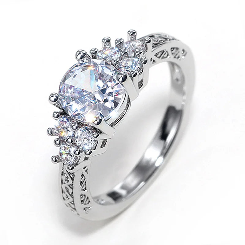 Huitan Trendy Women Wedding Rings with Brilliant Cubic Zirconia Crystal Temperament Female Accessories for Party Fashion Jewelry