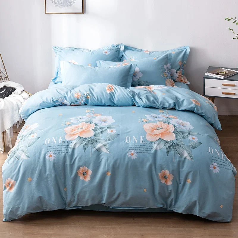 3PC 100% Cotton Duvet Cover Set Printing Bedding Set Cotton Soft Skin Friendly 1 Quilt Cover 2 Pillowcase