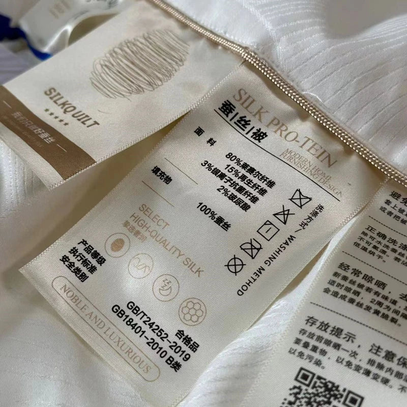 100% Natural Silk Quilt Lyocell Fiber Duvet Queen Size Summer Blanket White Luxury Jacquard Bedding Single Double Bed Comforter