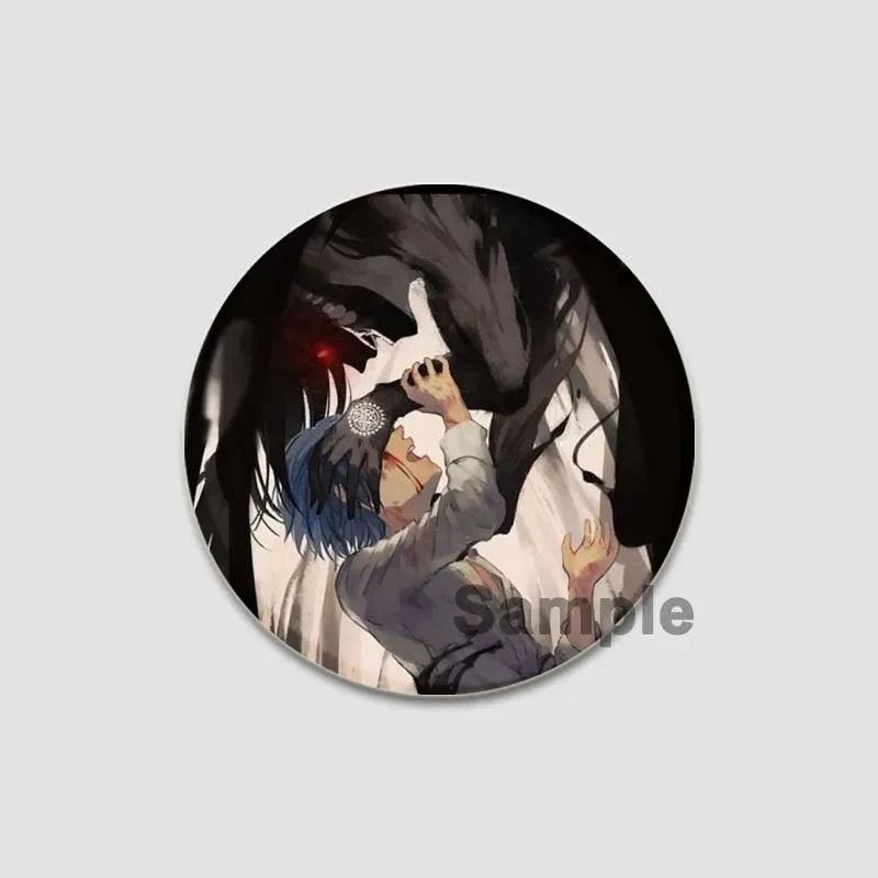 58MM Cartoon Comics Black Butler Creative DIY Badge Tinplate Plastic Pins Button Brooches for Backpack Accessories Jewelry Gifts