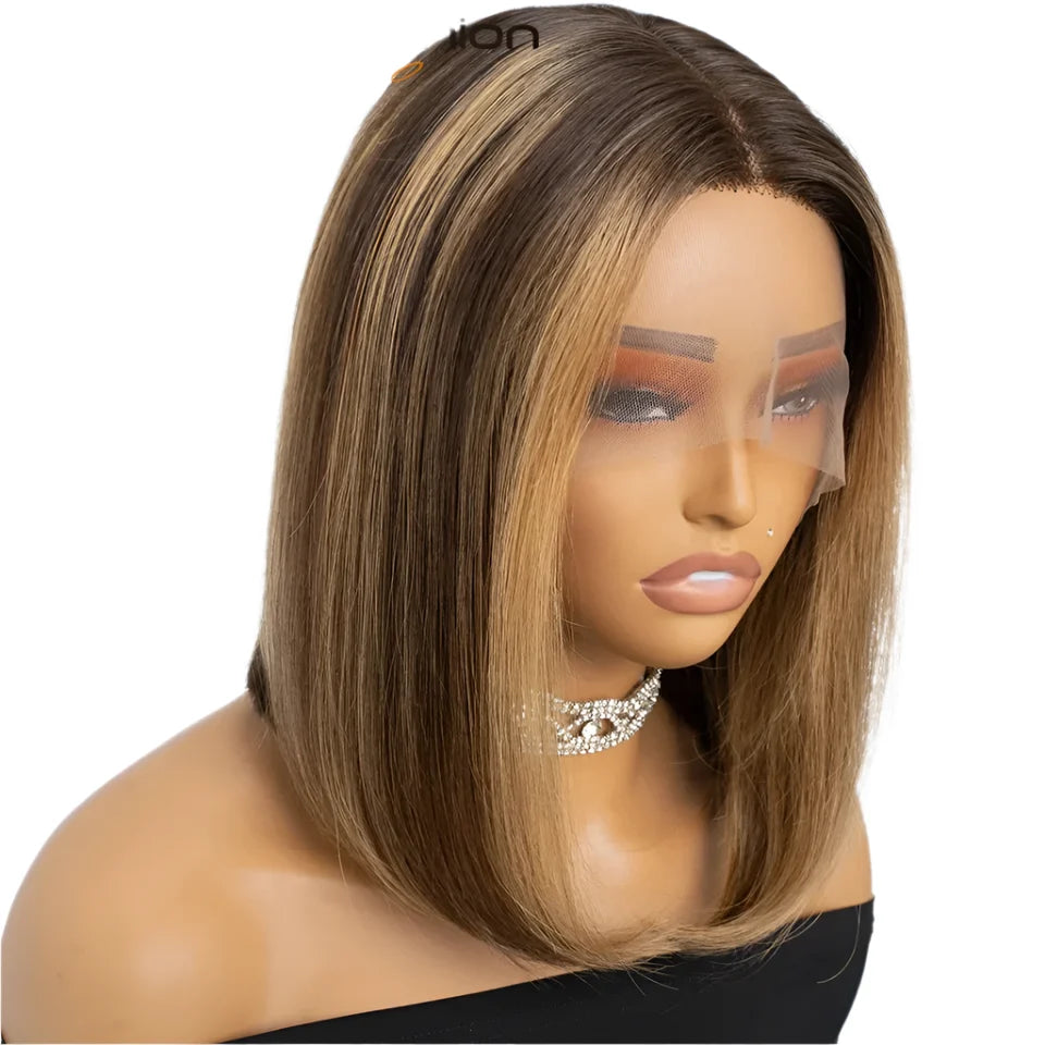 Ginger Short Bob Wig | Straight Human Hair T-Part Lace Front