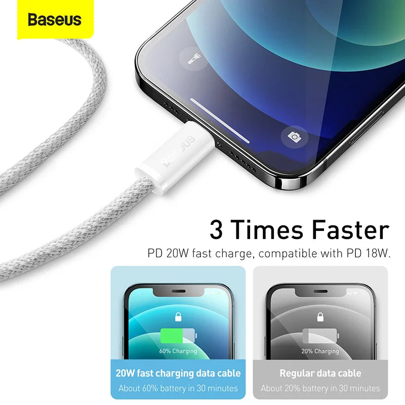 Baseus USB C Cable For IPhone 14 13 12 11 Pro Max Xs Plus 20W 30W Fast Charging Cable Type C Data Wire For ipad Macbook