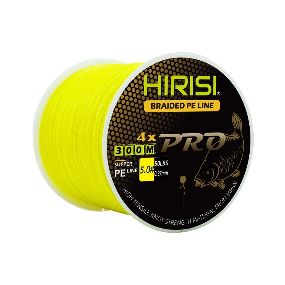 Hirisi Carp Fishing Line 300M Braided PE Line 4 Strands 15-50LB Multifilament Fishing Line Smooth Fishing Accessories