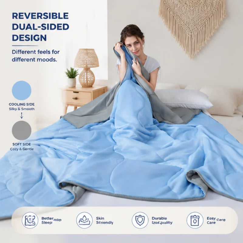 Breathable Cooling Summer Duvet Solid Color Lightweight Soft Cool Touch Comforter Quilt For Bedroom Indoor AC Daily Sleep