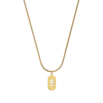Stainless Steel Angel Number Necklace 0 1 2 3 4 5 6 7 8 9 Rectangle For Women Men Hollow Lucky Number Chain Necklaces Jewelry