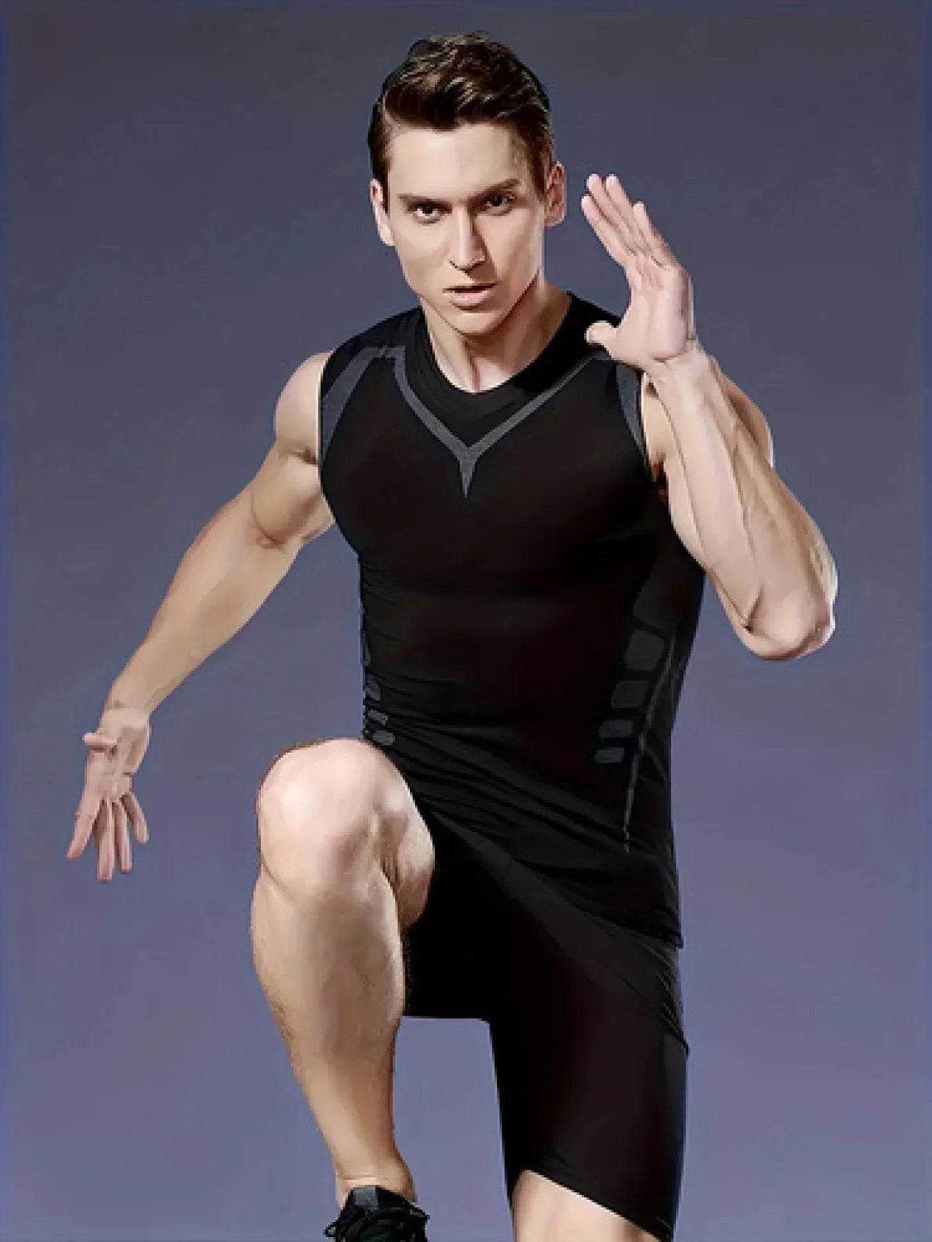 Sports vest men's summer ice silk quick drying thin fit fitness new running training tight top sleeveless