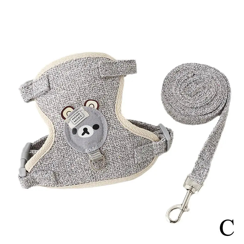 Cat Dog Harness with Lead Leash Adjustable Vest Mesh Breathable Adjustable Chest Harness Outdoor Walking Cat Pet Supplies