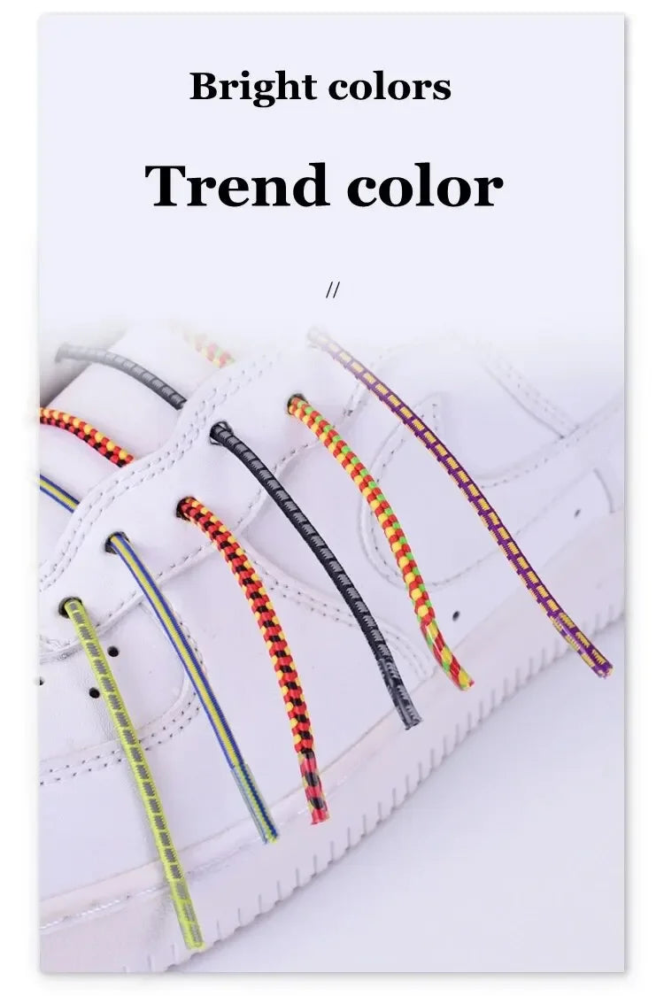 Fashion No Tie Shoelaces Elastic Laces Sneakers Flat Shoe Laces Without Ties Kids Adult Quick Shoelace One Size Fits All Shoes