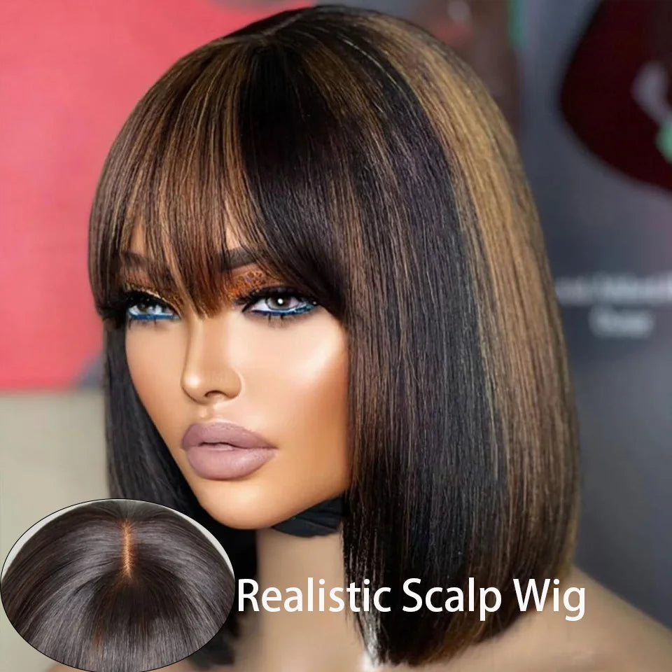 Rebecca Ombre Blonde Brown Bob Wig | 3x1 Part Lace Human Hair