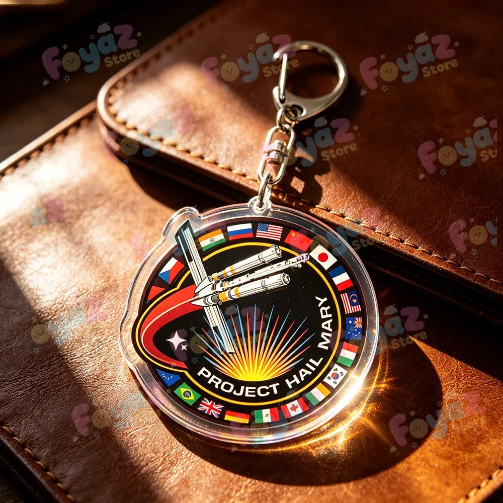 Rocky Amaze Amaze Keychains for Accessories Bag Charm Project Hail Mary Mission Crest Keyrings Jewelry Fans Gifts
