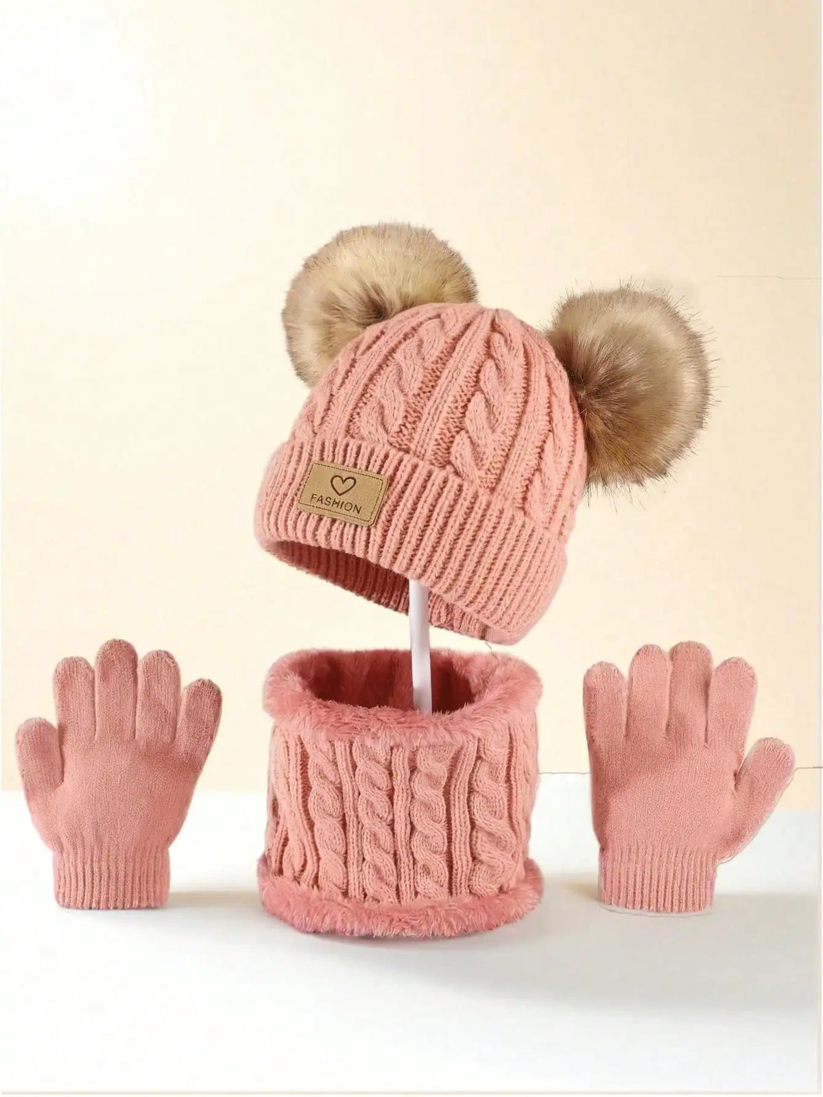 3PC 2-12Y Autumn and Winter Children's Hats and Neck Gloves Set, Cute, Comfortable and Warm, Hats for Boys and Girls