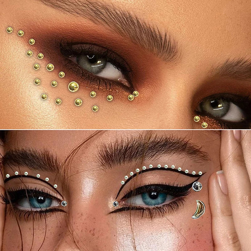 165/180Pcs Sparkly Crystal Nose Studs Set Stick On Rhinestone Body Lip Gems Fake Non Piercing Decoration For Women And Teens