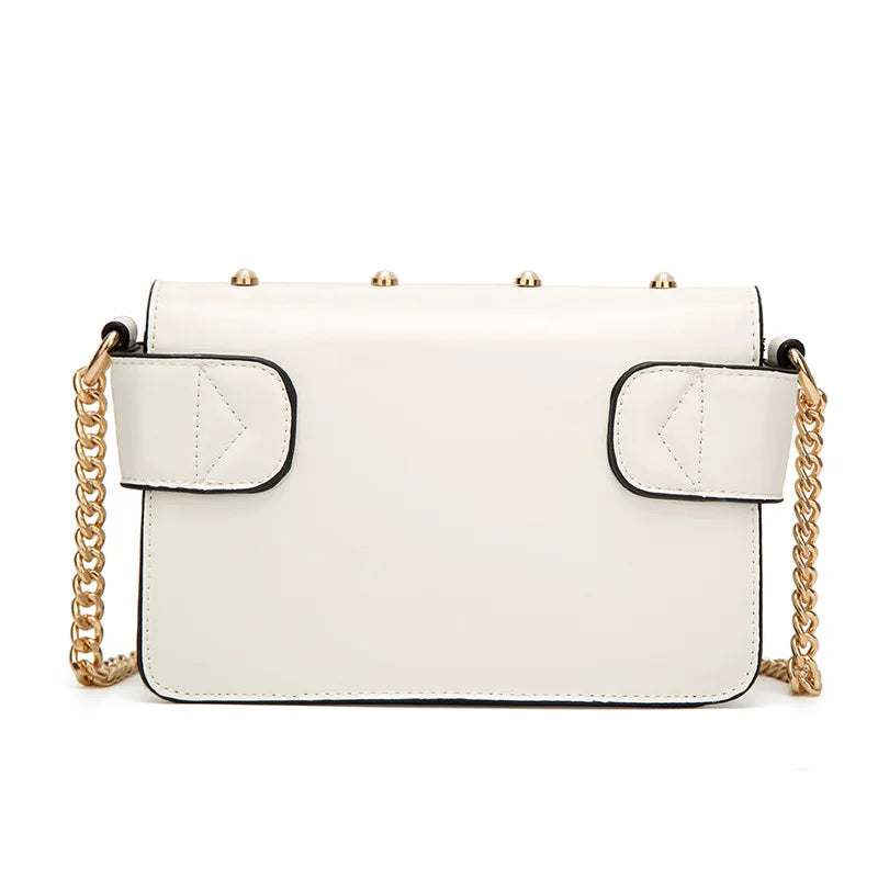 Women's Pearl and Bee Shoulder Handbag | PU Crossbody Bag with Chain