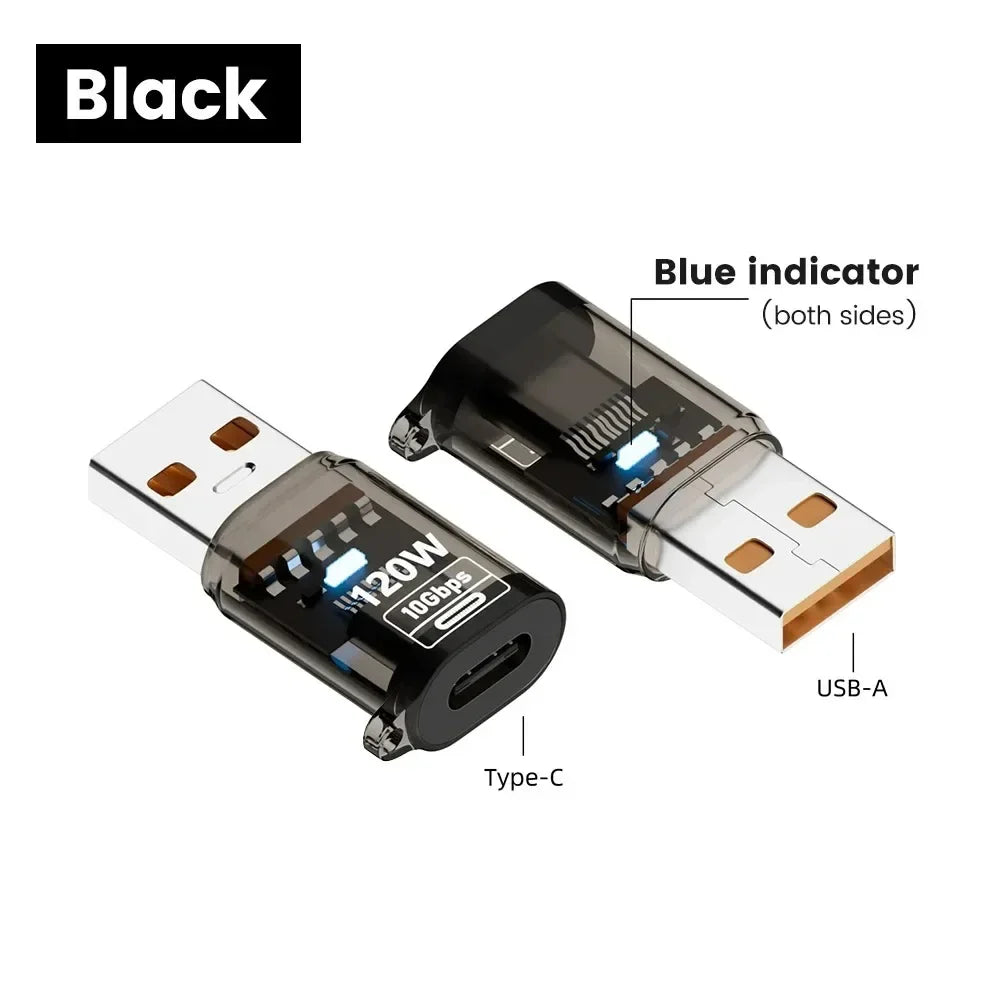 120W USB 3.2 to Type C OTG Adapter Fast Charging 10Gbps Data Audio Transfer For MacBook iPad iPhone 15 16 17 Huawei Xiaomi PC